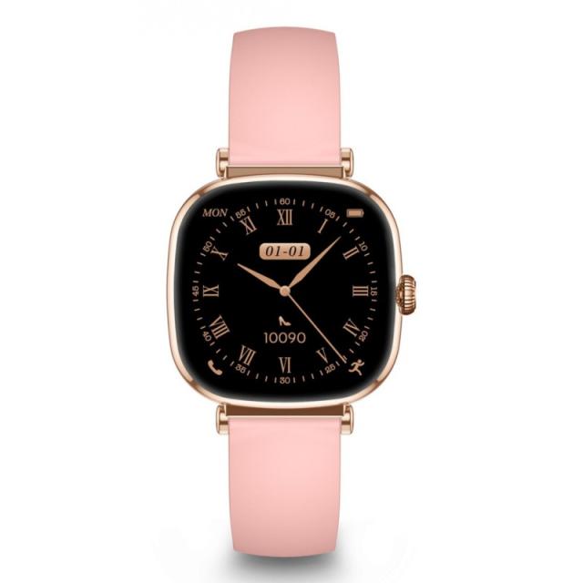 Ksix - Smartwatch Iria, Pantalla AMOLED 1.7", Autonomía 4 días, Correa metal y silicona, Modos deporte y salud, Llamadas, Rosa