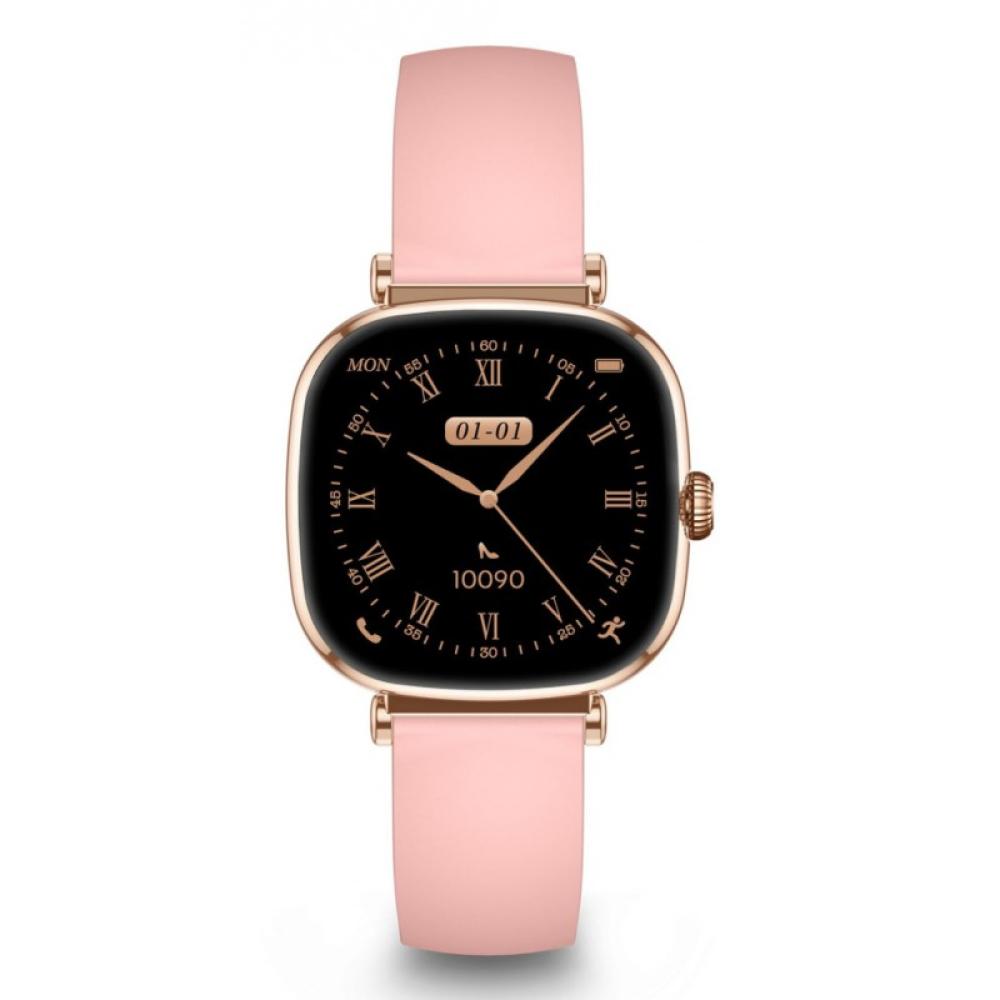 Ksix - Smartwatch Iria, Pantalla AMOLED 1.7", Autonomía 4 días, Correa metal y silicona, Modos deporte y salud, Llamadas, Rosa