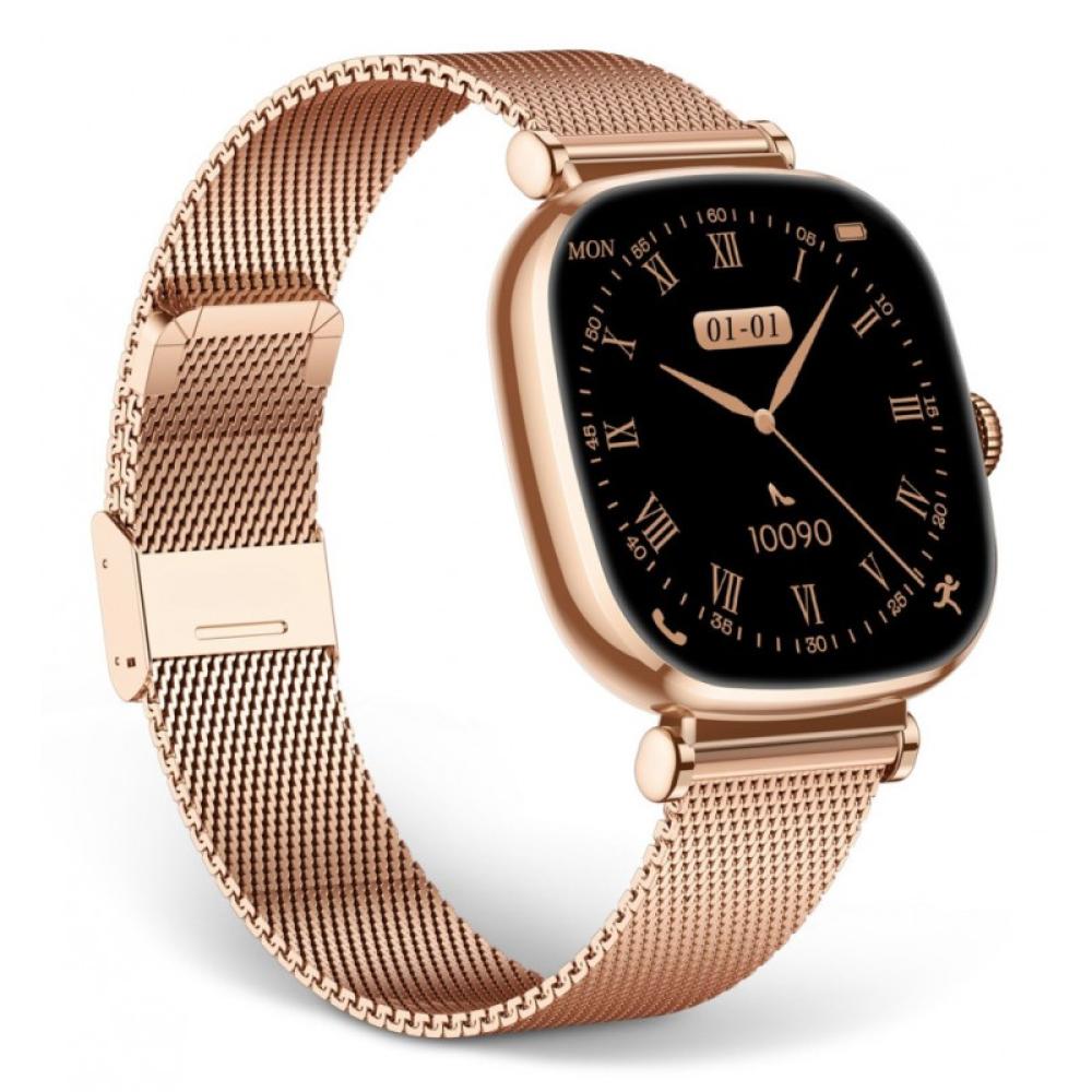 Ksix - Smartwatch Iria, Pantalla AMOLED 1.7", Autonomía 4 días, Correa metal y silicona, Modos deporte y salud, Llamadas, Rosa