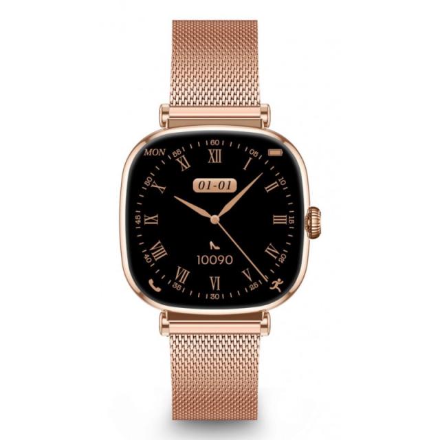 Ksix - Smartwatch Iria, Pantalla AMOLED 1.7", Autonomía 4 días, Correa metal y silicona, Modos deporte y salud, Llamadas, Rosa