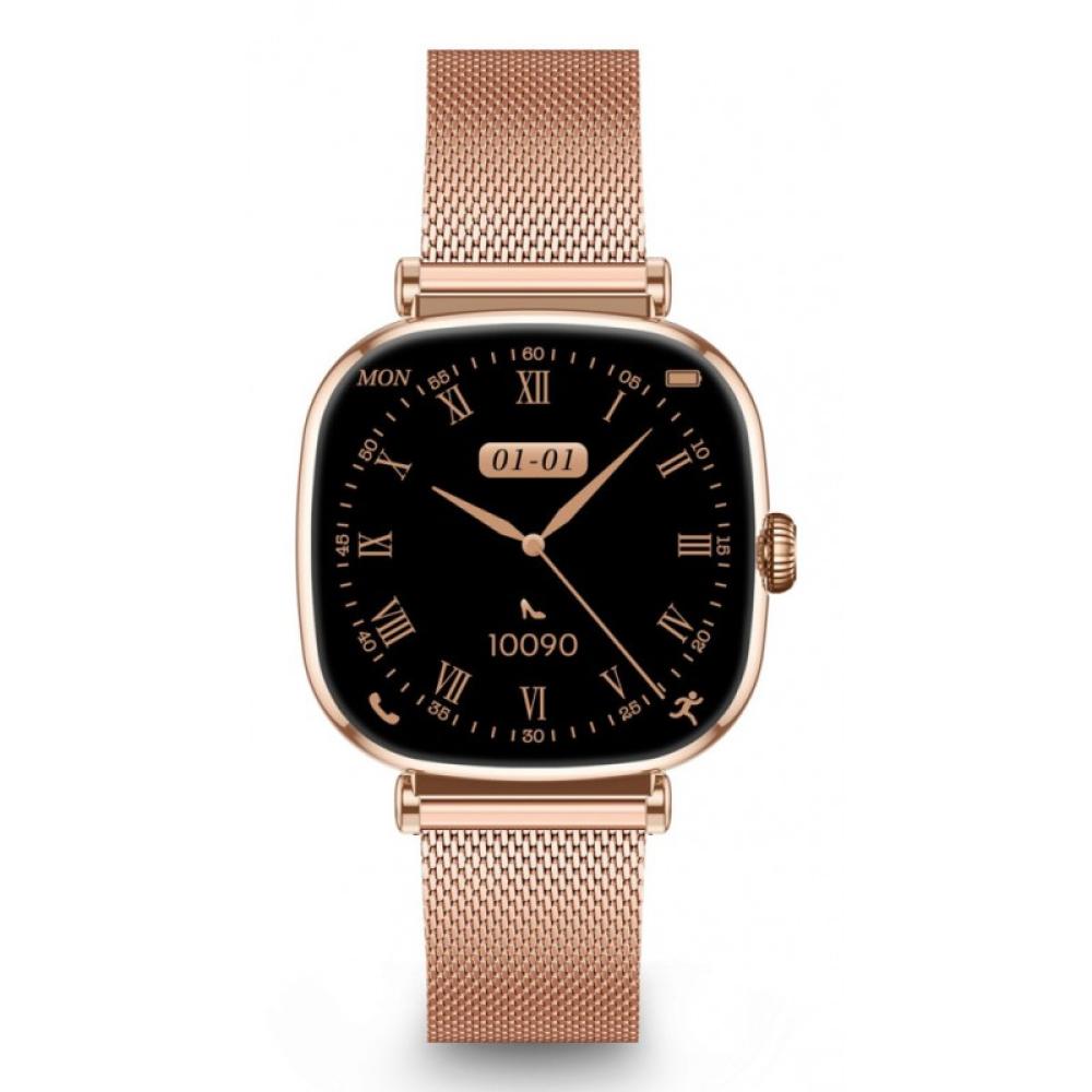 Ksix - Smartwatch Iria, Pantalla AMOLED 1.7", Autonomía 4 días, Correa metal y silicona, Modos deporte y salud, Llamadas, Rosa