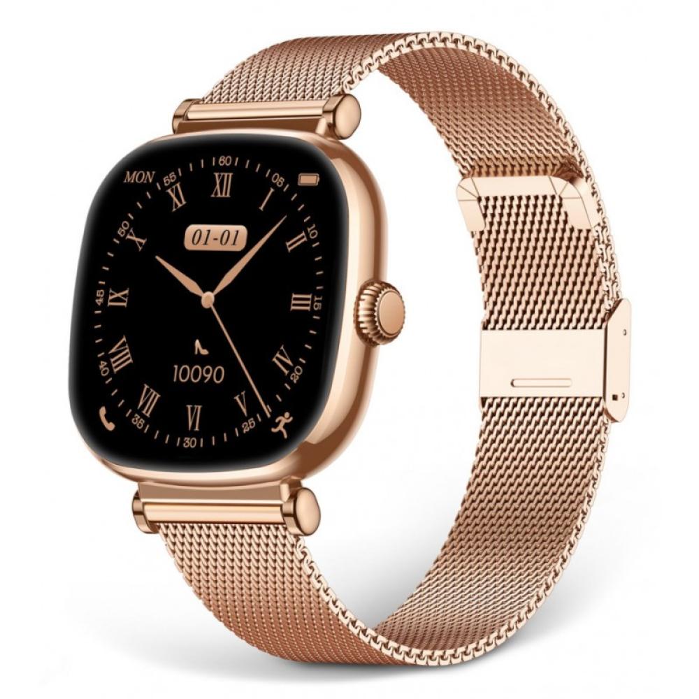 Ksix - Smartwatch Iria, Pantalla AMOLED 1.7", Autonomía 4 días, Correa metal y silicona, Modos deporte y salud, Llamadas, Rosa