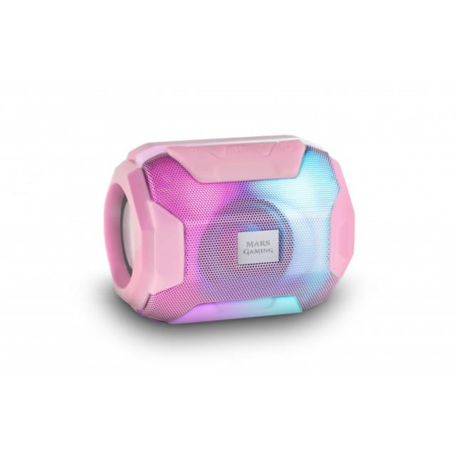 Mars Gaming - MSBAXP, Altavoz Bluetooth RGB, Compacto,10W, USB/MicroSD/Radio, Rosa