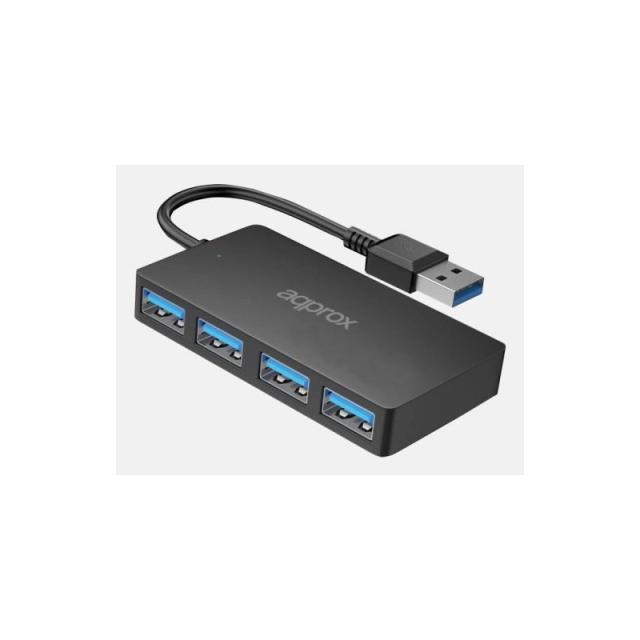 Approx - APPC49V2 hub de interfaz USB 3.2 Gen 1 (3.1 Gen 1) Type-A 5000 Mbit/s Negro