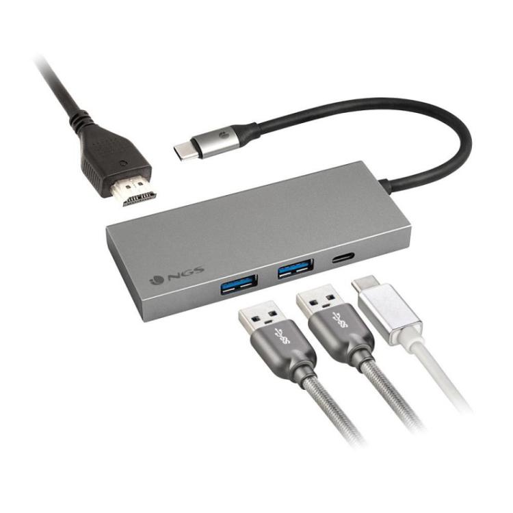 NGS - WONDER DOCK4 PRO USB Tipo C 5000 Mbit/s Aluminio