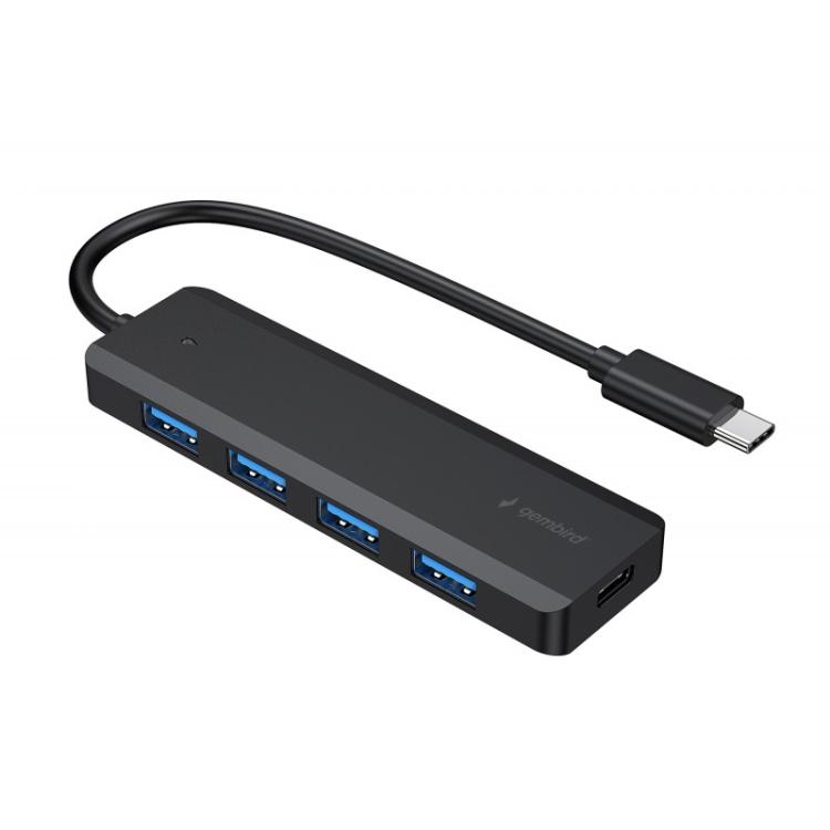Gembird - UHB-CM-U3P4P-01 hub de interfaz USB 3.2 Gen 1 (3.1 Gen 1) Type-C Negro