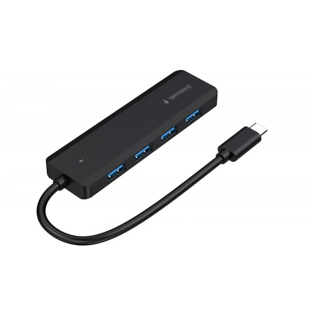 Gembird - UHB-CM-U3P4P-01 hub de interfaz USB 3.2 Gen 1 (3.1 Gen 1) Type-C Negro