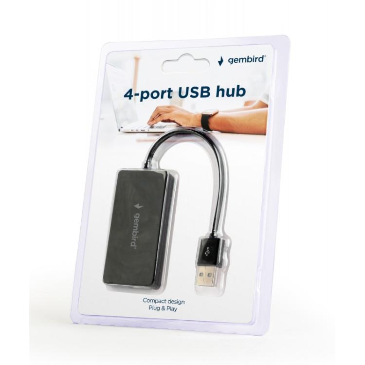 Gembird - UHB-U2P4-04 hub de interfaz USB 2.0 480 Mbit/s Negro