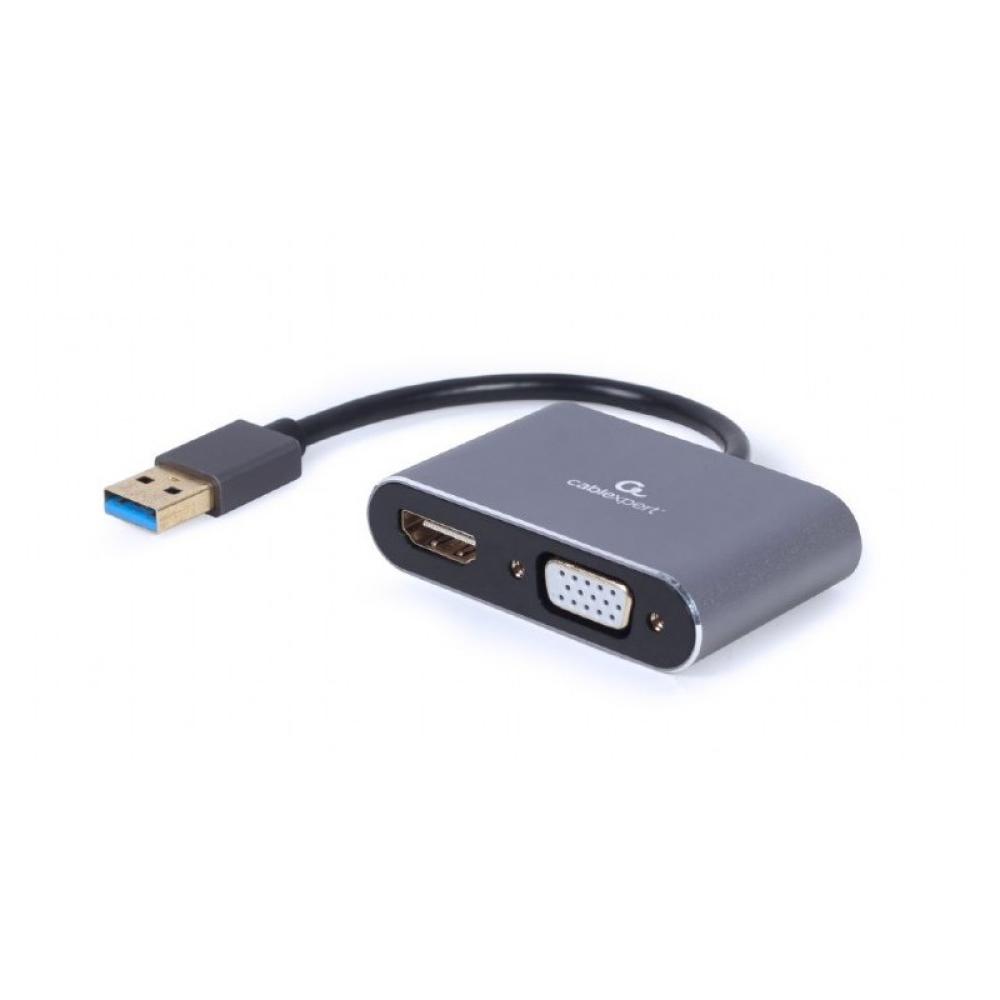 Gembird - A-USB3-HDMIVGA-01 Adaptador gráfico USB 3840 x 2160 Pixeles Gris