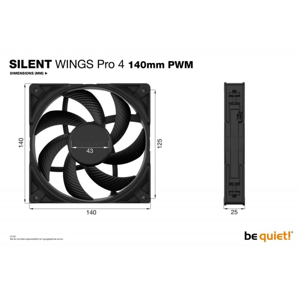 be quiet! - SILENT WINGS PRO 4 / 140mm PWM Carcasa del ordenador Ventilador 14 cm Negro 1 pieza(s)