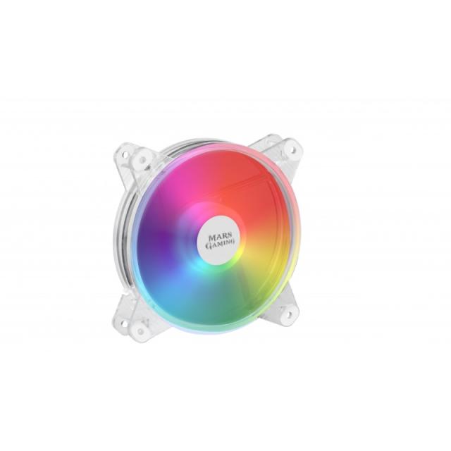 Mars Gaming - MFD, Ventilador de PC 120mm RGB, Ultrasilencioso 14dB, Molex, Transparente
