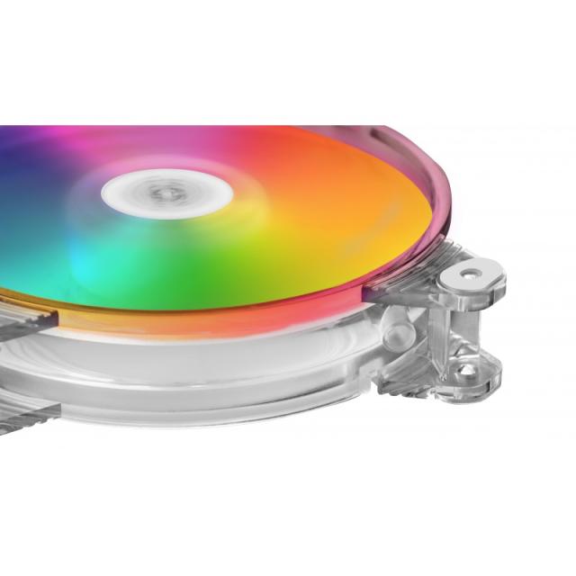 Mars Gaming - MFD, Ventilador de PC 120mm RGB, Ultrasilencioso 14dB, Molex, Transparente