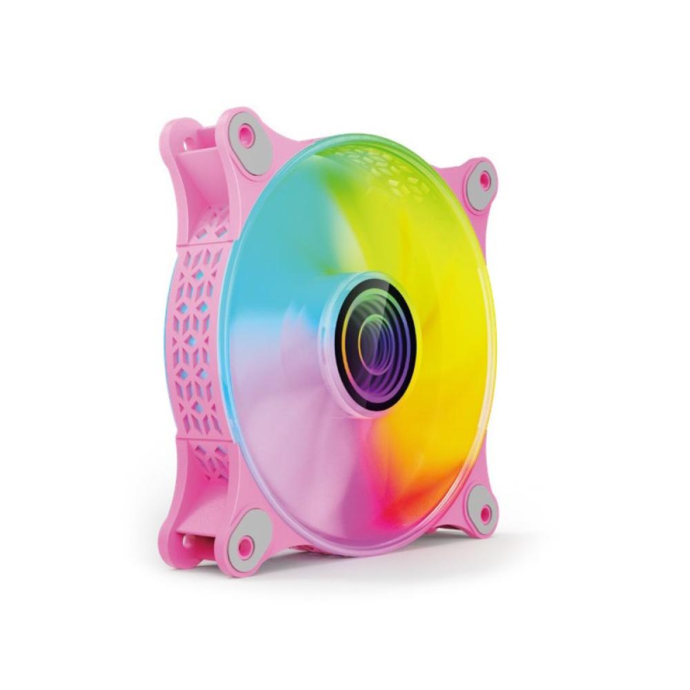 Mars Gaming - MF-3D Rosa, Ventilador ARGB 360° 12cm, Espejo Infinito 3D, Sistema Anti-vibraciones, Ultra-silencioso, Compatibili
