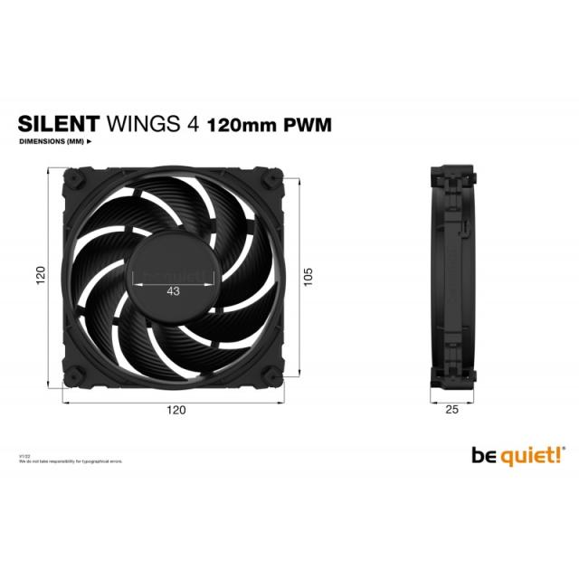 be quiet! - SILENT WINGS 4 / 120mm PWM Carcasa del ordenador Ventilador 12 cm Negro 1 pieza(s)