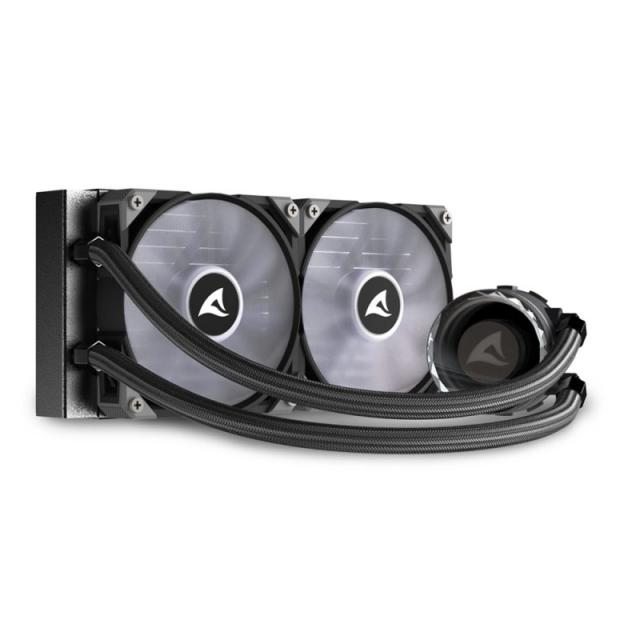 Sharkoon - S80 RGB Carcasa del ordenador, Procesador Sistema de refrigeración líquida todo en uno 12 cm Negro 1 pieza(s)