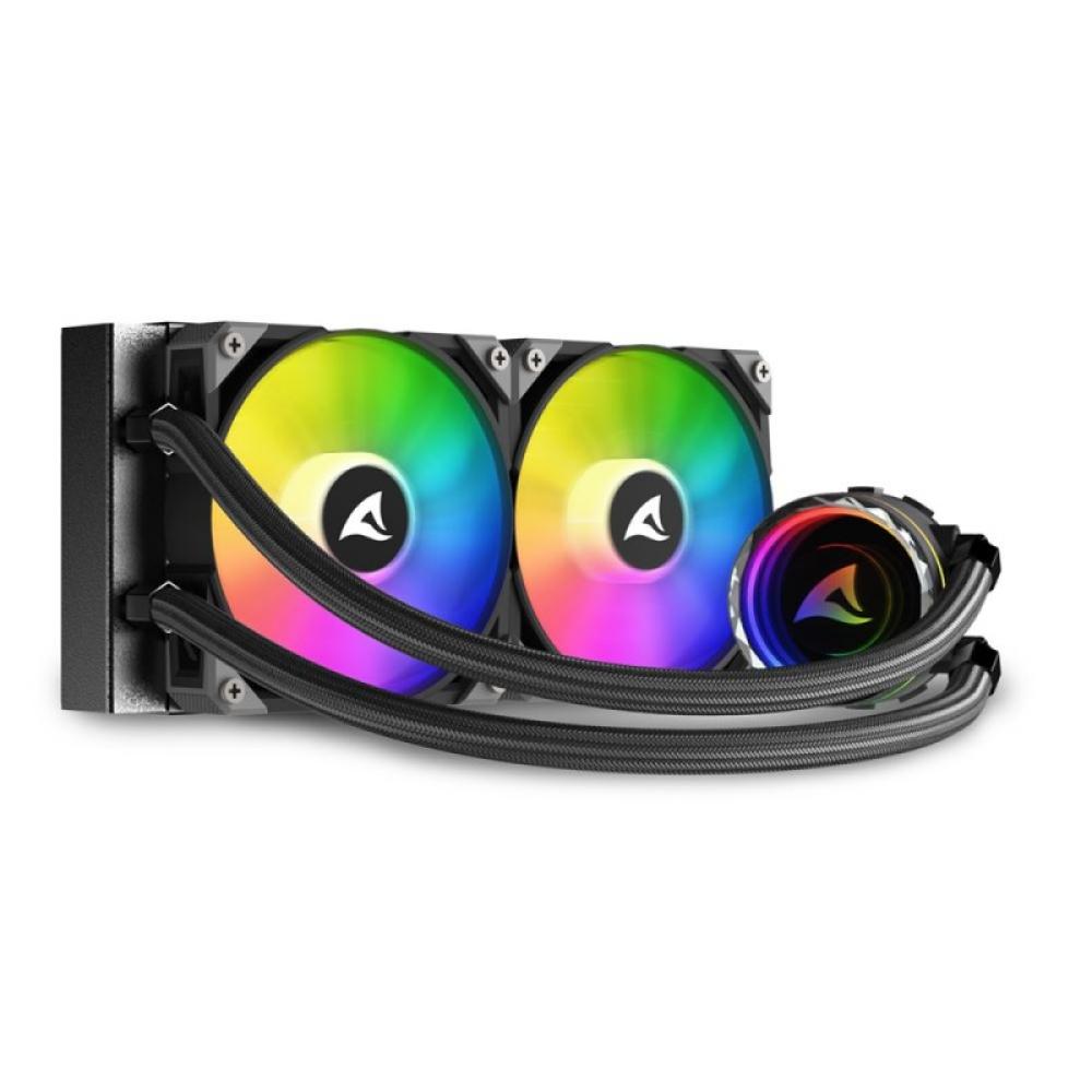 Sharkoon - S80 RGB Carcasa del ordenador, Procesador Sistema de refrigeración líquida todo en uno 12 cm Negro 1 pieza(s)