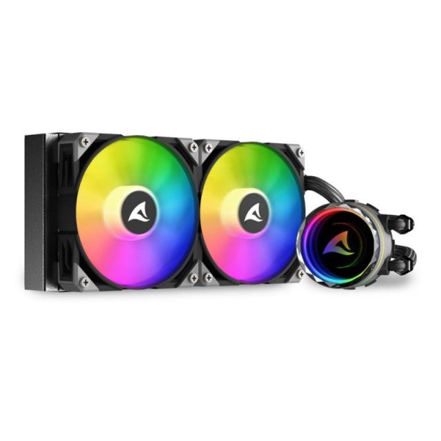Sharkoon - S80 RGB Carcasa del ordenador, Procesador Sistema de refrigeración líquida todo en uno 12 cm Negro 1 pieza(s)