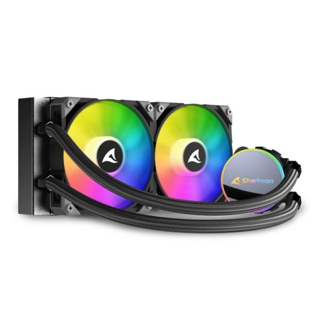 Sharkoon - S70 rgb Carcasa del ordenador, Procesador Sistema de refrigeración líquida todo en uno 12 cm Negro 1 pieza(s)