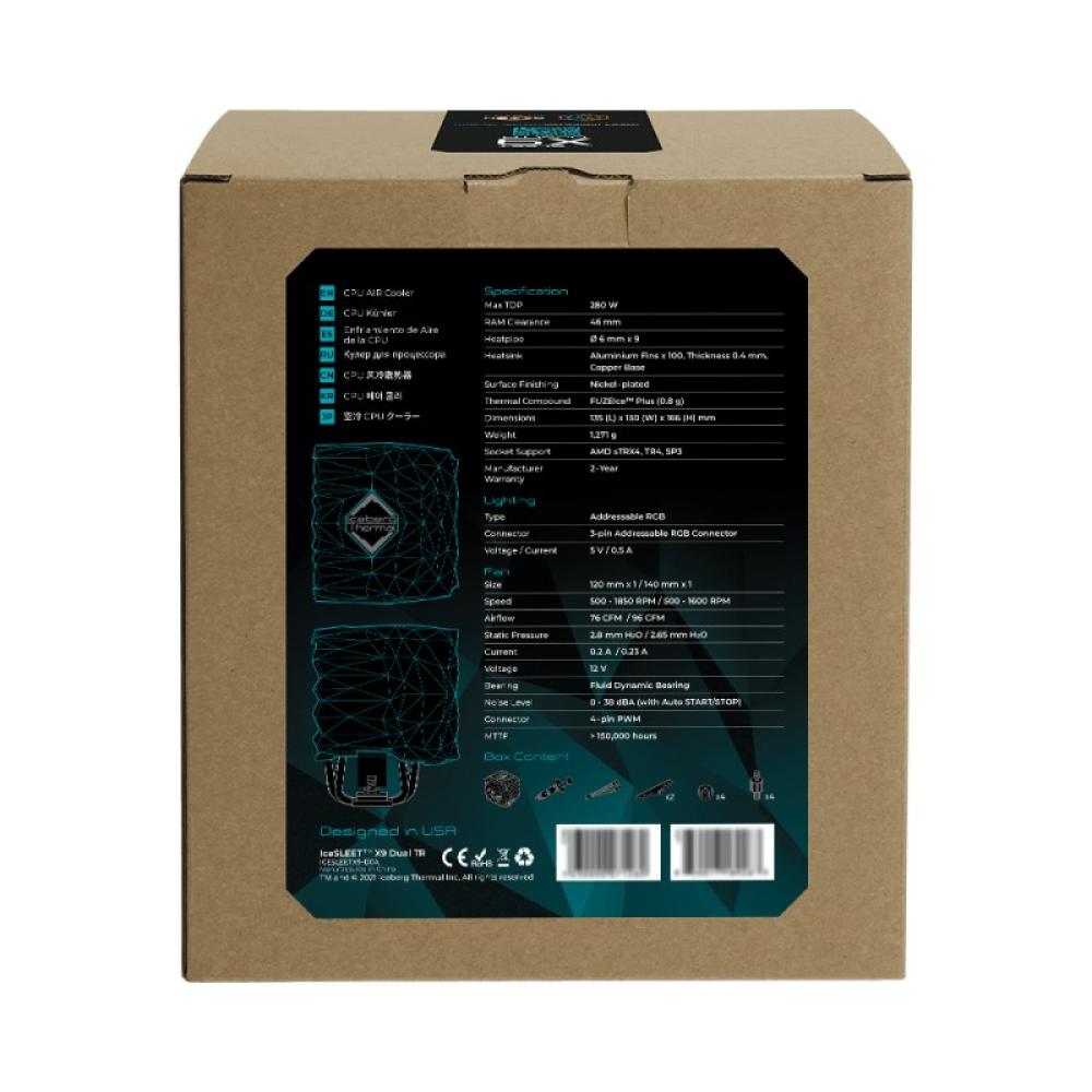 Iceberg Thermal - IceSLEET X9 Dual TR Procesador Enfriador 12 cm Verde azulado 1 pieza(s)