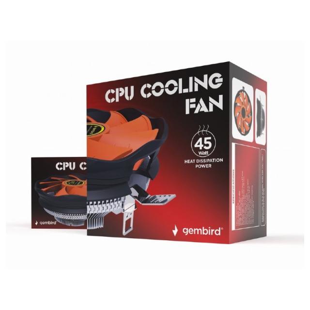 Gembird - CPU-HURACAN-X30 sistema de refrigeración para ordenador Procesador Refrigerador de aire 12 cm Negro, Naranja