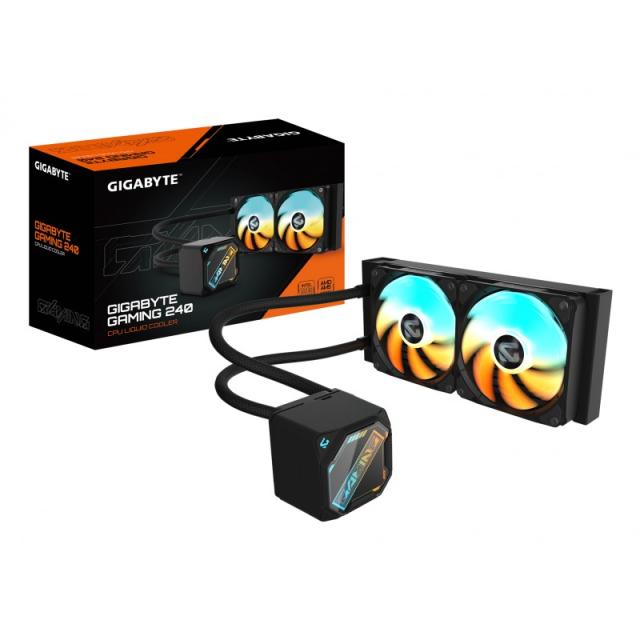 GIGABYTE - GAMING 240 Refrigeración Líquida para CPU - 2x120mm Ventiladores ARGB, mecanismo de enclavamiento deslizante, DAISY-C