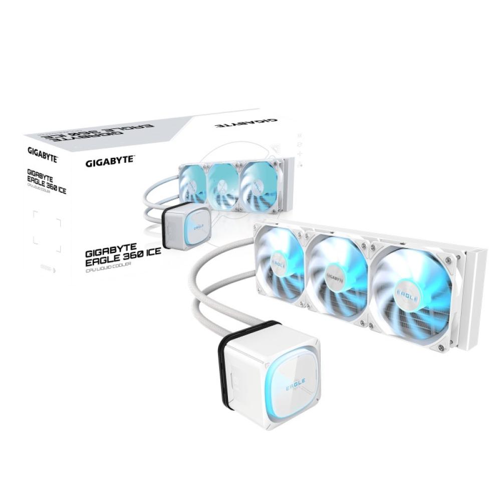 GIGABYTE - EAGLE 360 ICE Refrigeración Líquida para CPU - 3x120mm Ventiladores ARGB, pantalla LCD a color, DAISY-CHAIN, Compatib