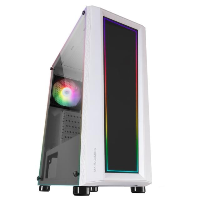 Mars Gaming - MC-ART Blanco, Caja PC Gaming ATX, Doble Cristal Templado Dibujable, ARGB 12 Modos, Ventilador 12 cm