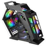 Mars Gaming - MC61, Caja PC Gaming Compacta Micro-ATX, 4 Ventiladores 12cm, ARGB Chroma, Doble Ventana Cristal Templado, Negro