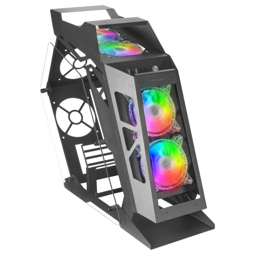 Mars Gaming - MC61, Caja PC Gaming Compacta Micro-ATX, 4 Ventiladores 12cm, ARGB Chroma, Doble Ventana Cristal Templado, Negro
