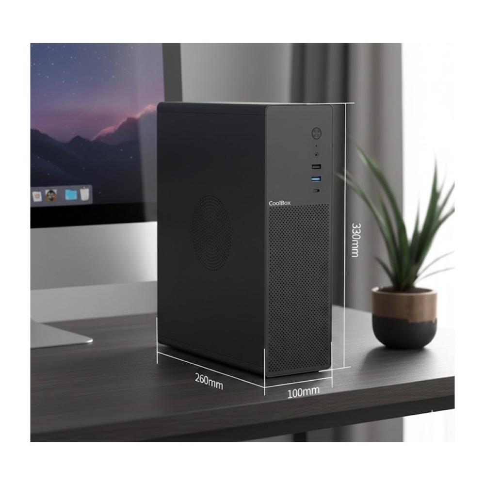 CoolBox - CAJA MATX SLIM T100 USB-C 3.2 GEN1 FULL METAL S/FTE + 1 VENT. 90MM