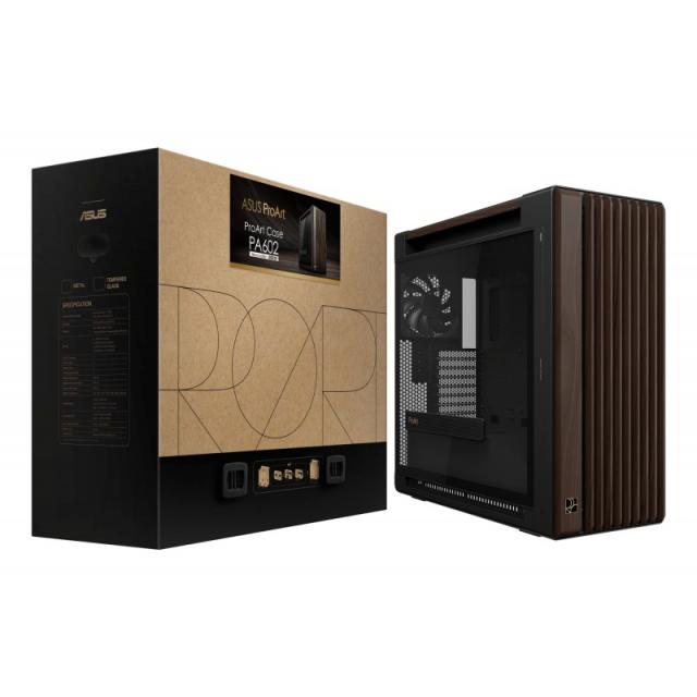 ASUS - ProArt PA602 Wood Edition Modern Black - Tempered Glass Panel Midi Tower Negro, Madera