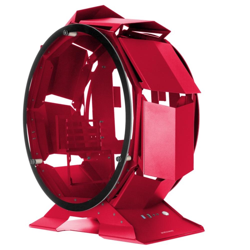 Mars Gaming - MCORB Rojo, Caja PC Gaming Micro-ATX XL, Diseño Circular Custom, Doble Cristal Templado
