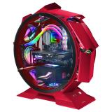 Mars Gaming - MCORB Rojo, Caja PC Gaming Micro-ATX XL, Diseño Circular Custom, Doble Cristal Templado