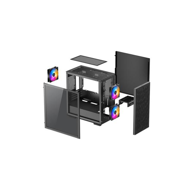 DeepCool - MATREXX 40 3 Fans Led Tricolor Cristal Templado Lateral