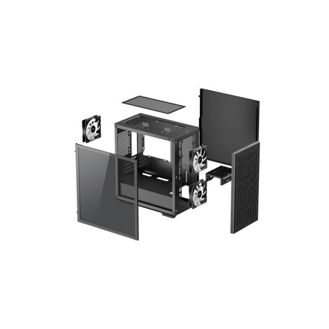 DeepCool - MATREXX 40 3 Fans Led Tricolor Cristal Templado Lateral