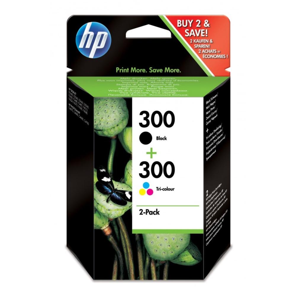 HP - Pack de ahorro de 2 cartuchos de tinta original 300 negro/Tri-color