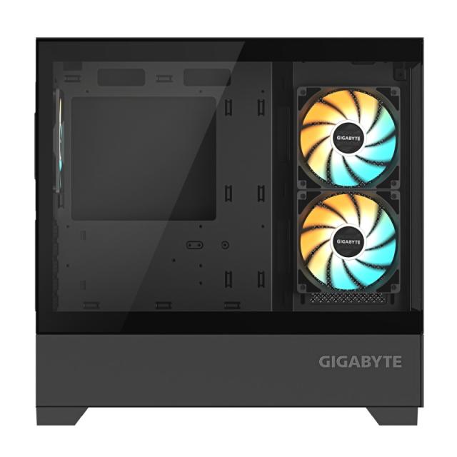 GIGABYTE - C201 PANORAMIC Caja de PC – Torre Media, m-ATX, soporte para radiador de 360 mm, 3 ventiladores preinstalados, USB 3.
