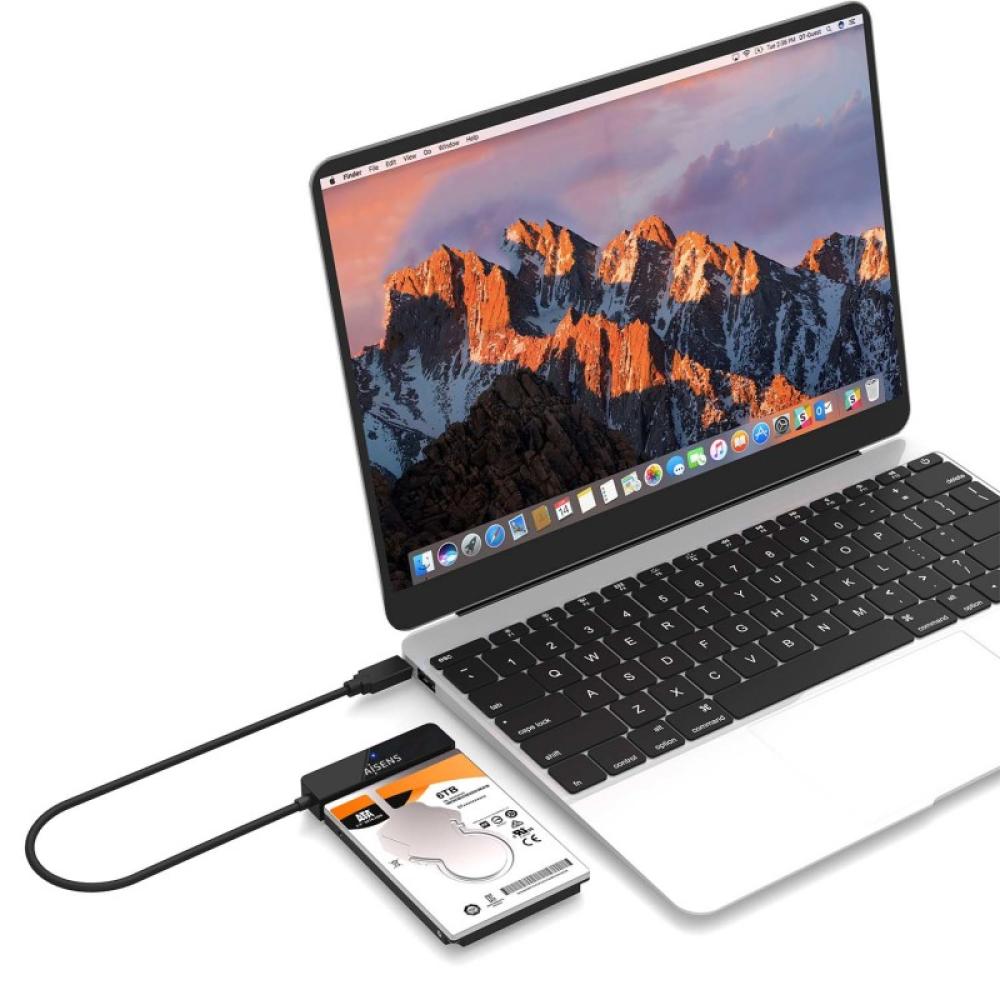 AISENS - Adaptador SATA a USB-C USB3.0/USB3.1 Gen1 para Discos Duros 2.5?, Negro