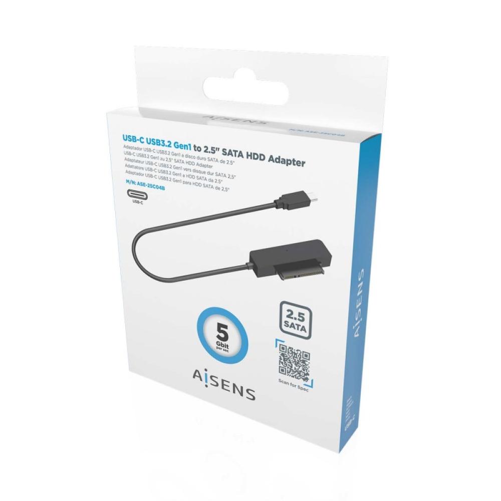 AISENS - Adaptador SATA a USB-C USB3.0/USB3.1 Gen1 para Discos Duros 2.5?, Negro