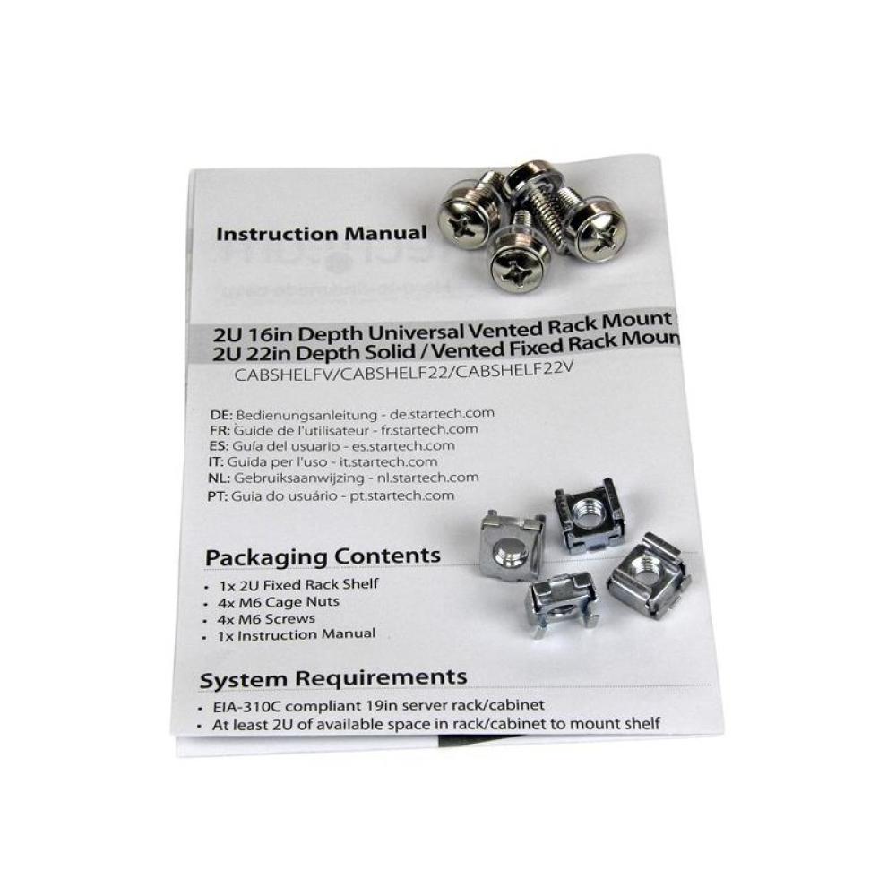 StarTech.com - Estante Bandeja Ventilado para Armario Rack Universal Servidores 2U 22in Profundidad Fija - 22kg