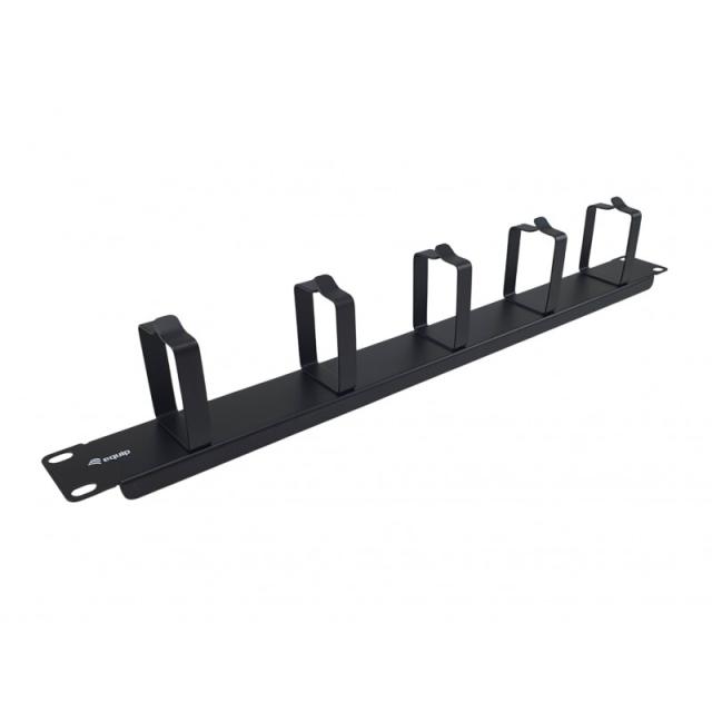 Equip - Panel de gestión de cables de 19" 1U con 5 soportes de metal, Negro