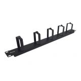 Equip - Panel de gestión de cables de 19" 1U con 5 soportes de metal, Negro