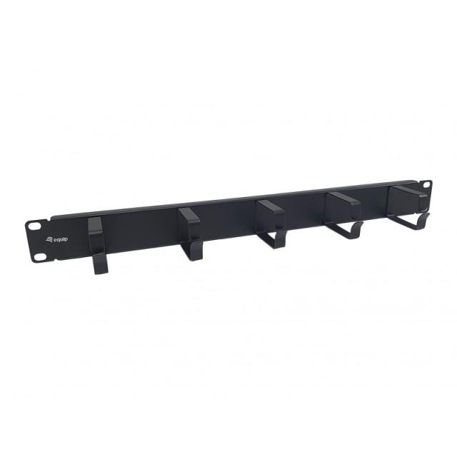 Equip - Panel de gestión de cables de 19" 1U con 5 soportes de metal, Negro