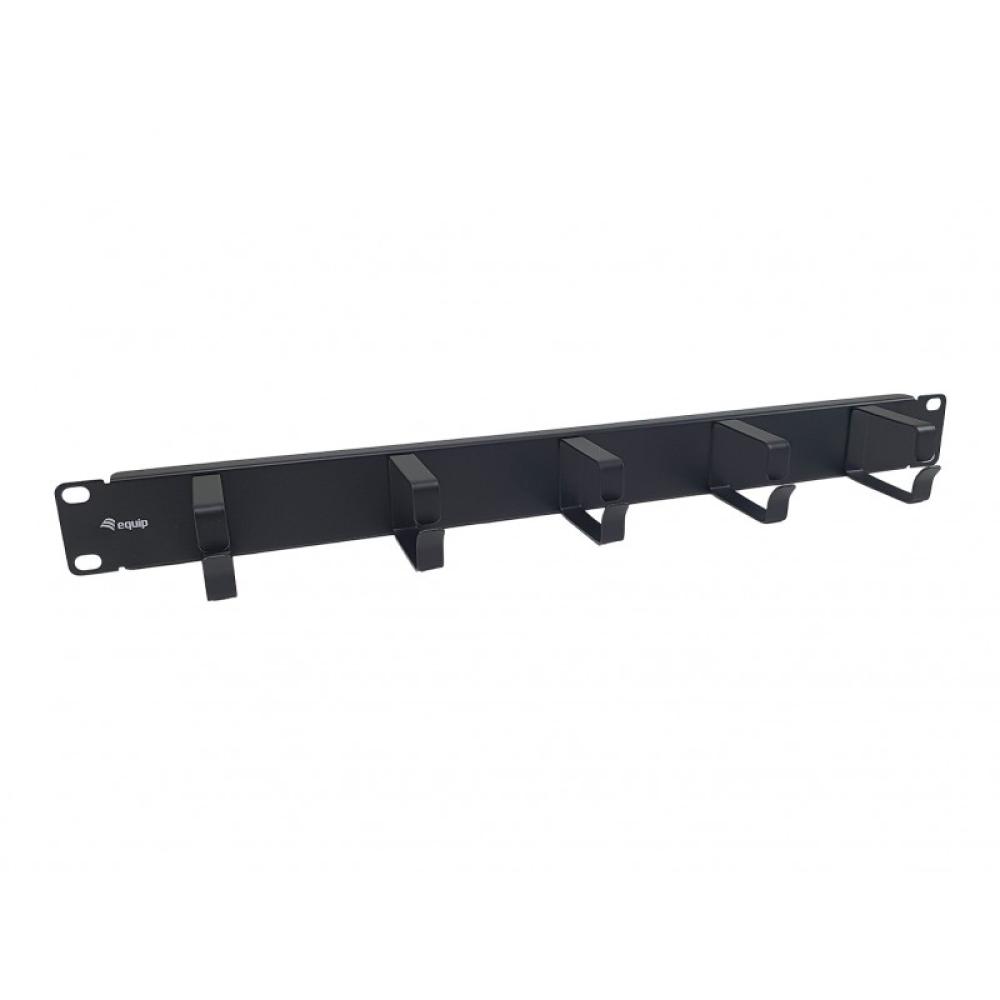 Equip - Panel de gestión de cables de 19" 1U con 5 soportes de metal, Negro