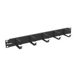 Equip - Panel de gestión de cables de 19" 1U con 5 soportes de metal, Negro