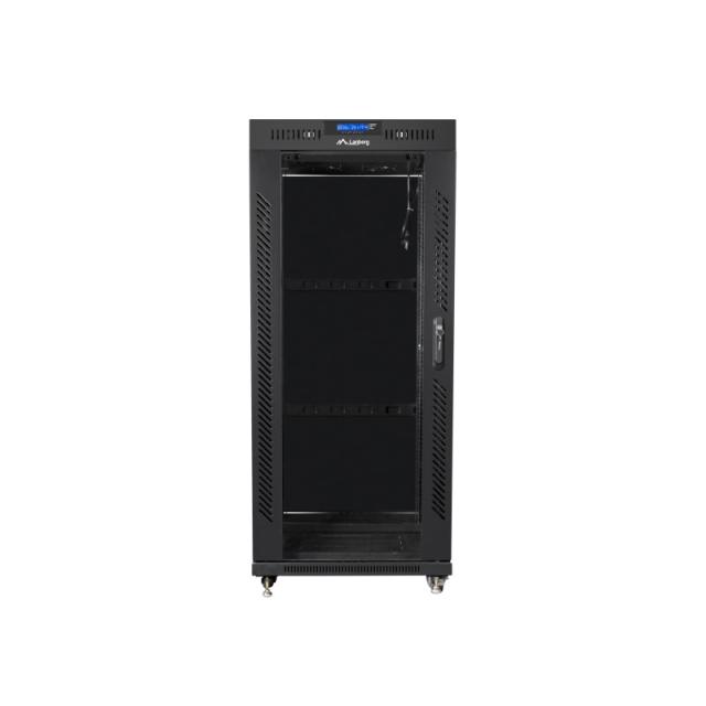 Lanberg - free standing rack 19inch cabinet 27U 600x600 glass door LCD flat pack black Rack o bastidor independiente