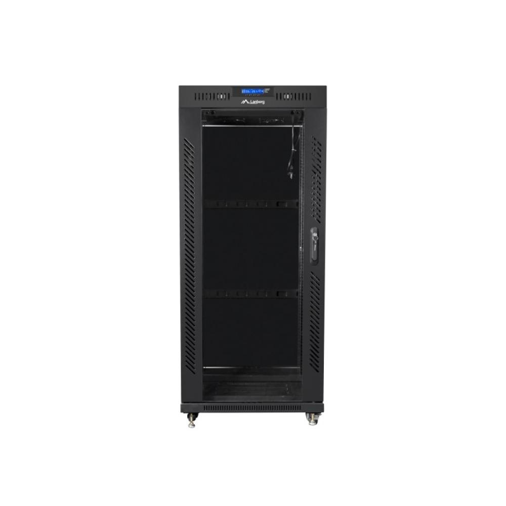 Lanberg - free standing rack 19inch cabinet 27U 600x600 glass door LCD flat pack black Rack o bastidor independiente