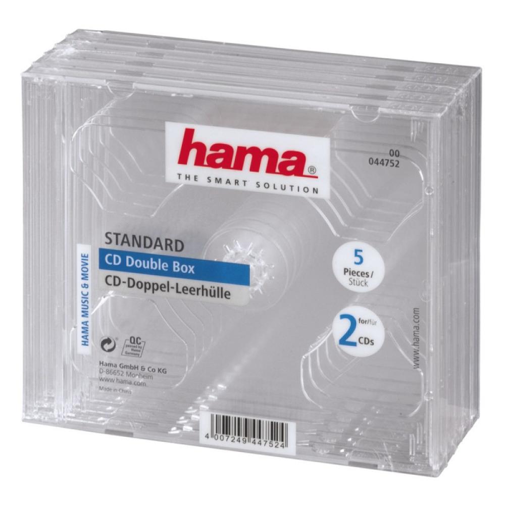 Hama - CD Double Jewel Case, Pack 5 2 discos Transparente