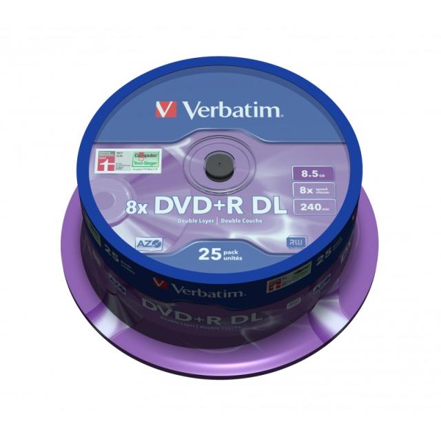 Verbatim - DVD+R Double Layer 8x Matt Silver 25pk Spindle 8,5 GB DVD+R DL 25 pieza(s)
