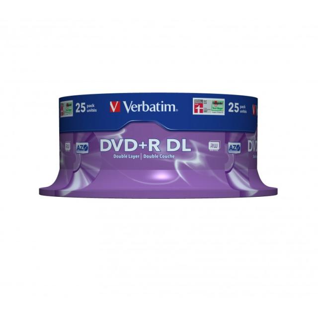 Verbatim - DVD+R Double Layer 8x Matt Silver 25pk Spindle 8,5 GB DVD+R DL 25 pieza(s)